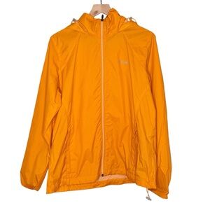 Columbia Woman's Size Large Bright Yellow Full Zip Hooded Rain Jacket